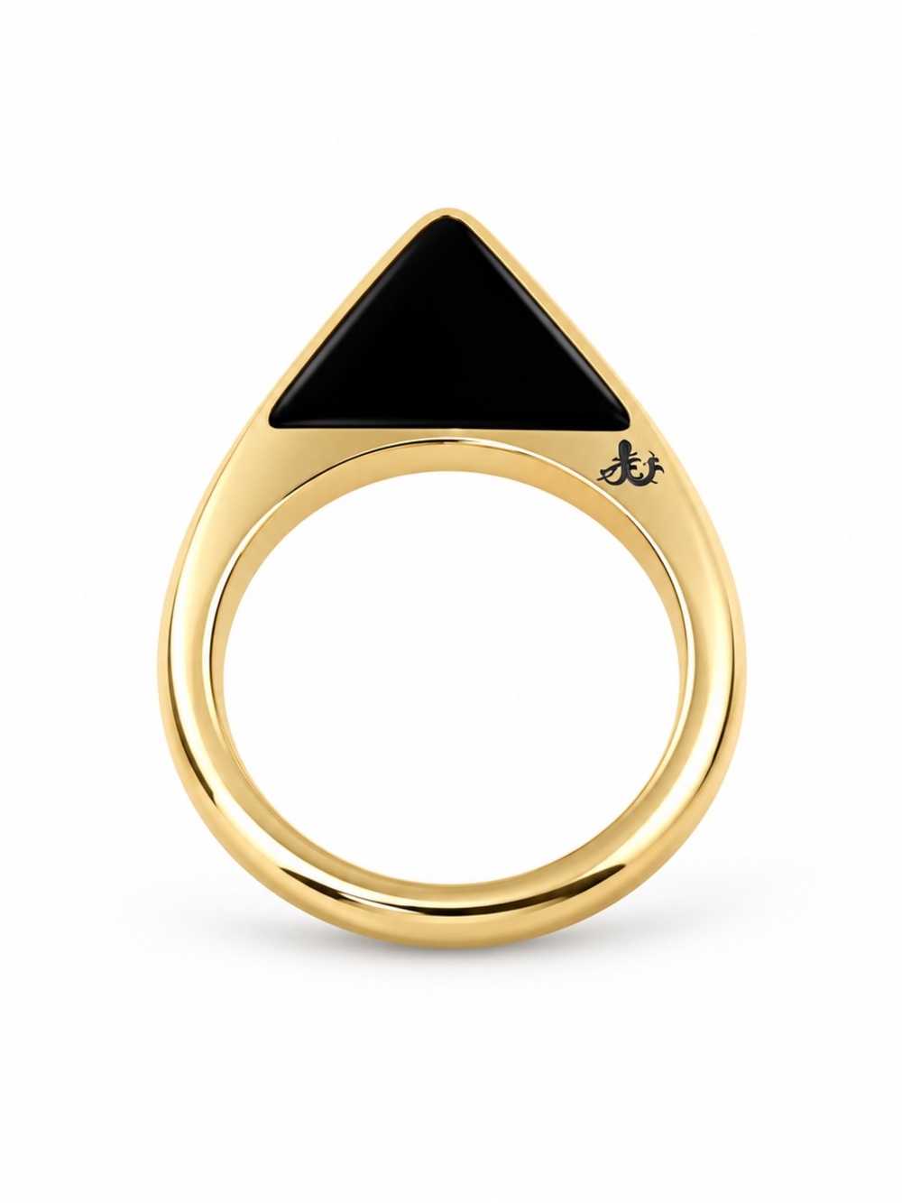 NEW - Bold and Edgy Gold & Black Enamel Teardrop Pyramid Statement Ring - Sz 7